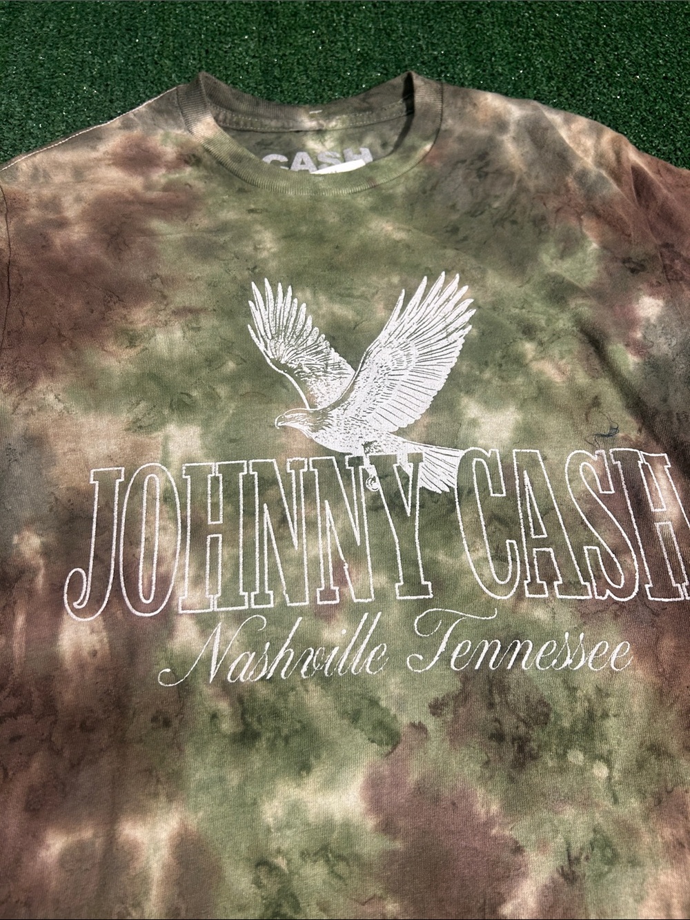 Johnny Cash Tie-Dye Graphic Tee in Green and Brown - Picture 2 of 9